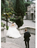 Strapless Ivory Pleated Tulle Ruffled Stunning Wedding Dress